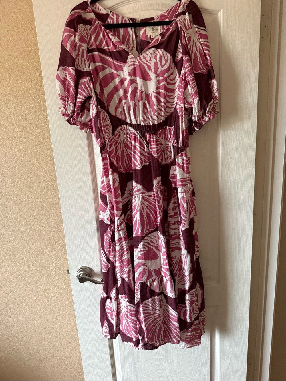 3. Umgee Burgundy, Pink and White Tiered Midi/Maxi Dress